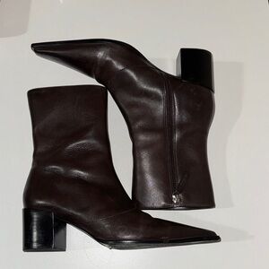 SCHUTZ Sleek Dark Brown Ankle Boots